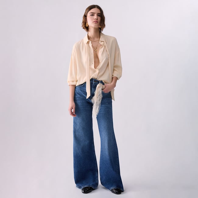 Jean évasé avec bandana denim bleu <span itemprop=