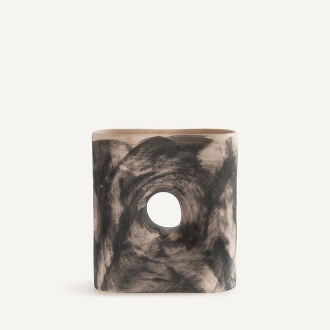 Vase en faïence mate H22,5 cm, Lixa  Couleur noir <span itemprop=