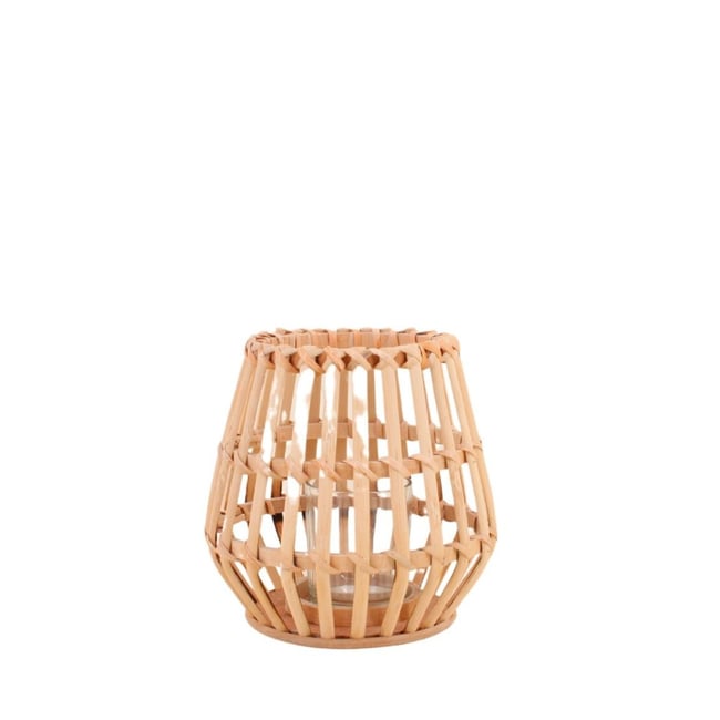 Photophore conique en bambou 17cm Couleur naturel <span itemprop=