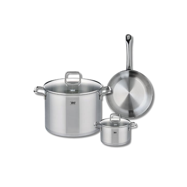 Batterie 1 poêle 24cm + 2 faitouts 14/26cm PROFI CITRIN gris <span itemprop=