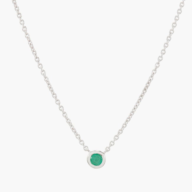 Collier argent 925 serti d'une pierre d'Emeraude v002239 <span itemprop=