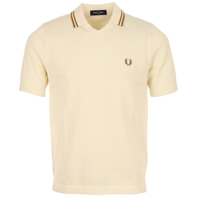 Polo POINTELLE KNITTED SHIRT ecru <span itemprop=