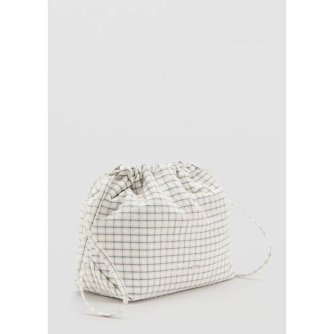 Trousse à carreaux en mélange de coton écru <span itemprop=