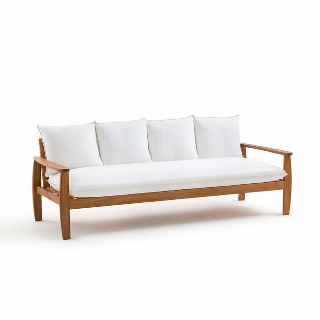 Sofá de 5 plazas de acacia Nellia blanco <span itemprop=
