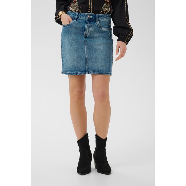 Jupe en jean coupe regular bleu smithers mid blue denim <span itemprop=