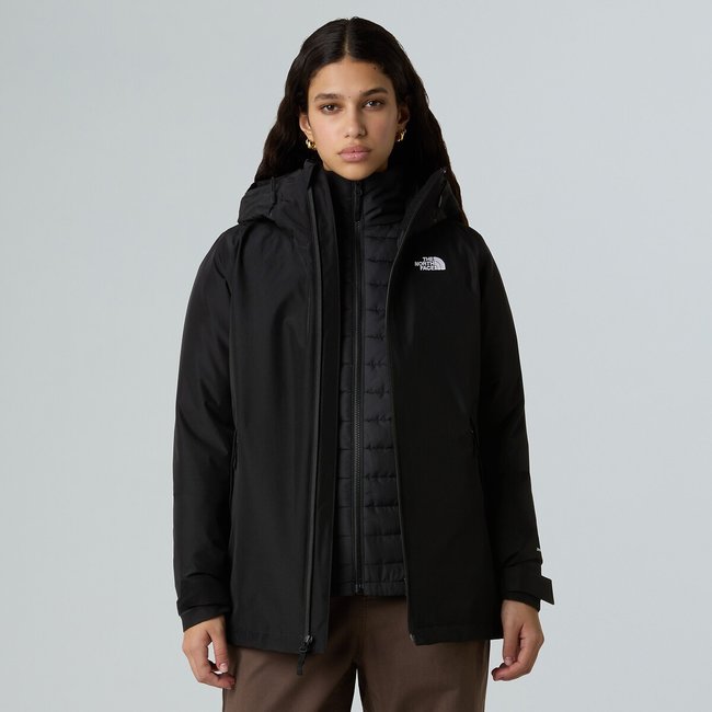 Blouson court capuche fixe fermeture zippée, plein hiver noir <span itemprop=