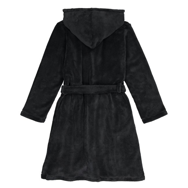 Robe de chambre en polaire a capuche noir La Redoute Collections La Redoute
