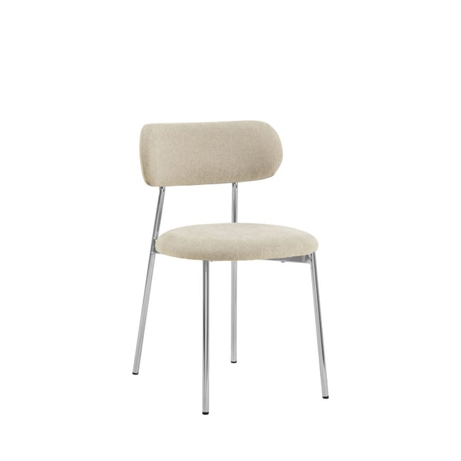 Lot de 2 chaises en tissu pieds chrome- ELLI Couleur beige <span itemprop=