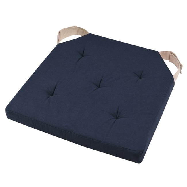 Lot de 4 galettes de chaise Duo velcro 38x38 Marine Lin v002232 <span itemprop=