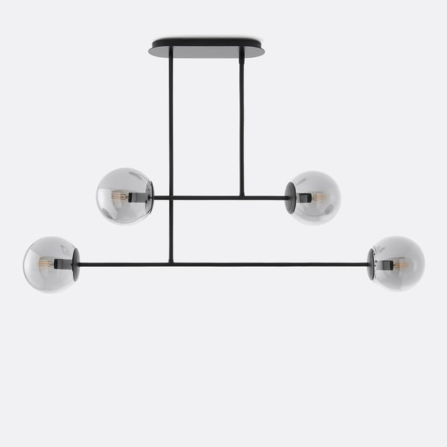Suspension métal acier et verre fumé, Atea  Couleur verre fumé <span itemprop=