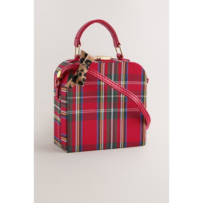 Petit sac carré tartan rouge <span itemprop=