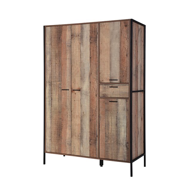 Industrial Style Oak Effect 4 Door Wardrobe, brown, SO'HOME