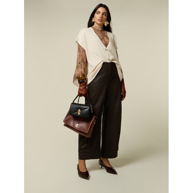 Pantalon palazzo marron <span itemprop=