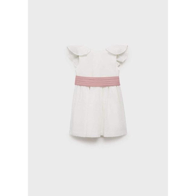 Robe lin ceinture blanc <span itemprop=