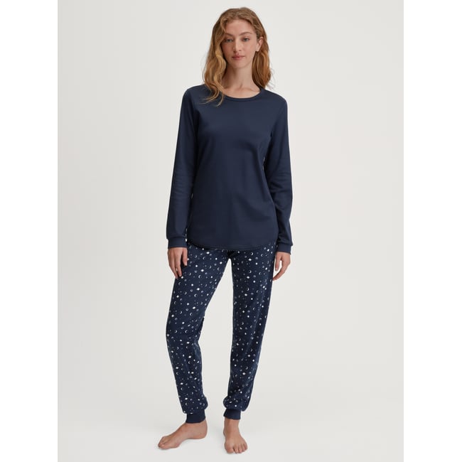 Pyjama avec bords élastiques manches longues Coton MIDNIGHT DREAMS bleu paon <span itemprop=