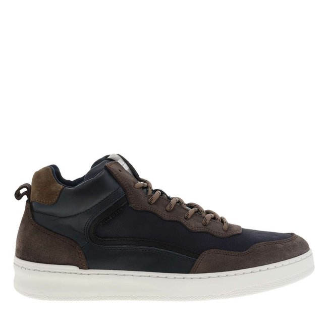 Baskets montantes cuir bleu <span itemprop=
