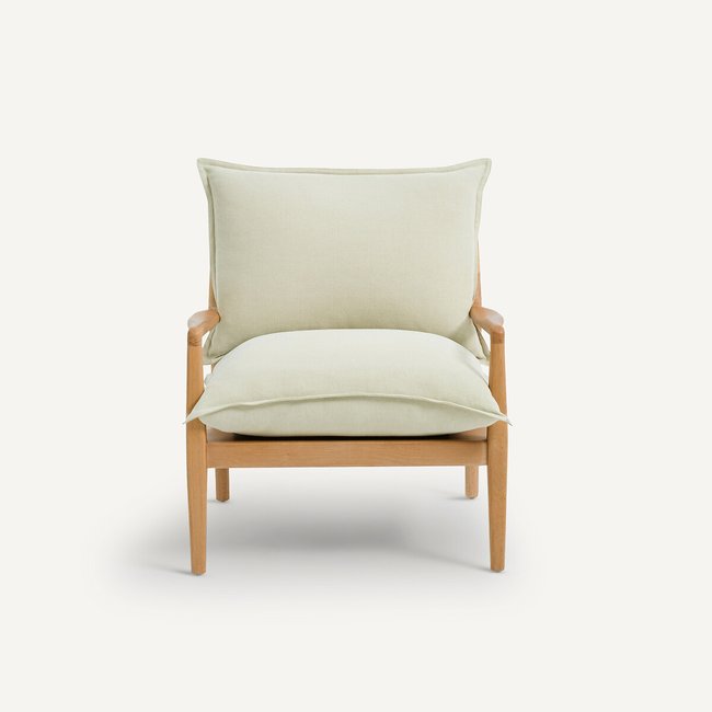 Fauteuil tissu coton/lin, Dilma  Couleur mousse des prés <span itemprop=