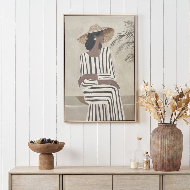 90cm Striped Dress Lady Design Canvas with Natural Frame, natural, ÉDITÉ