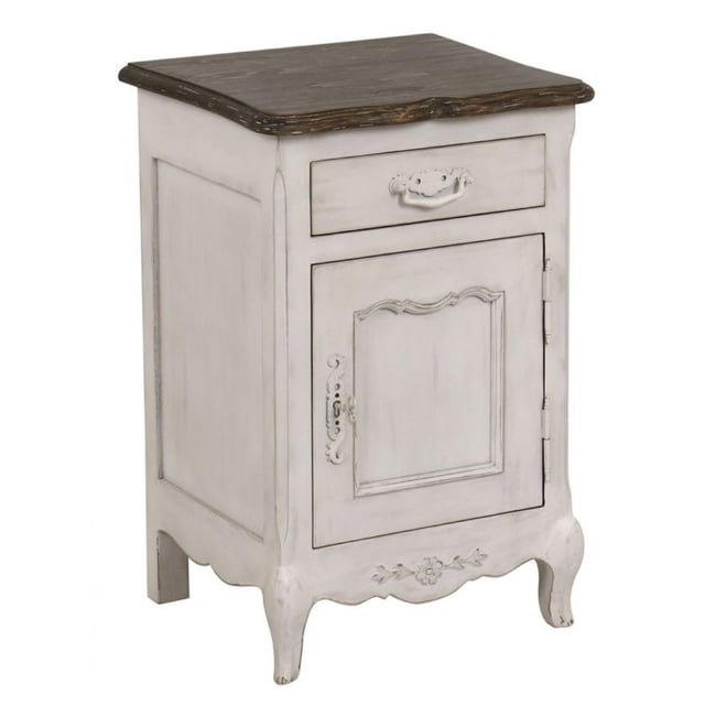 Table de chevet ouverture à gauche Couleur blanc <span itemprop=