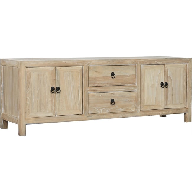 Meuble TV en bois recyclé style balinais Balines Rich Olmo Couleur naturel bois d'orme clair <span itemprop=