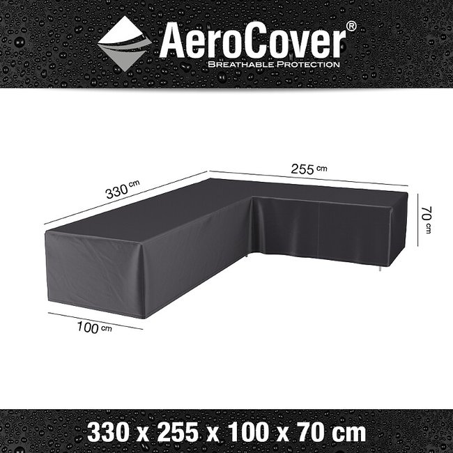 Garden Left Hand L-Shape Lounge Set Cover 330x255x100x70cm, grey, AEROCOVER