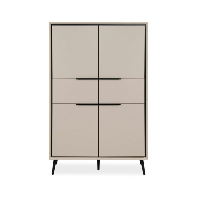 Buffet haut taupe 4 portes 2 tiroirs AVIO Couleur beige <span itemprop=