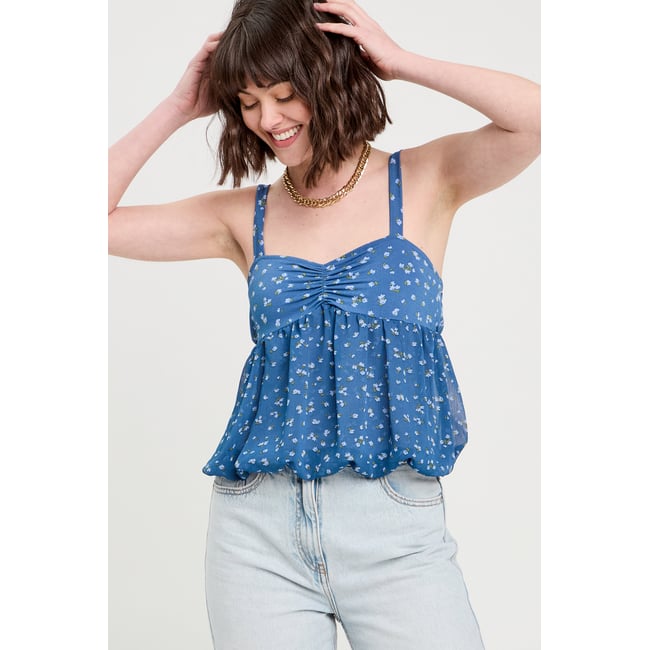 Top bretelles fines bleu foncé <span itemprop=