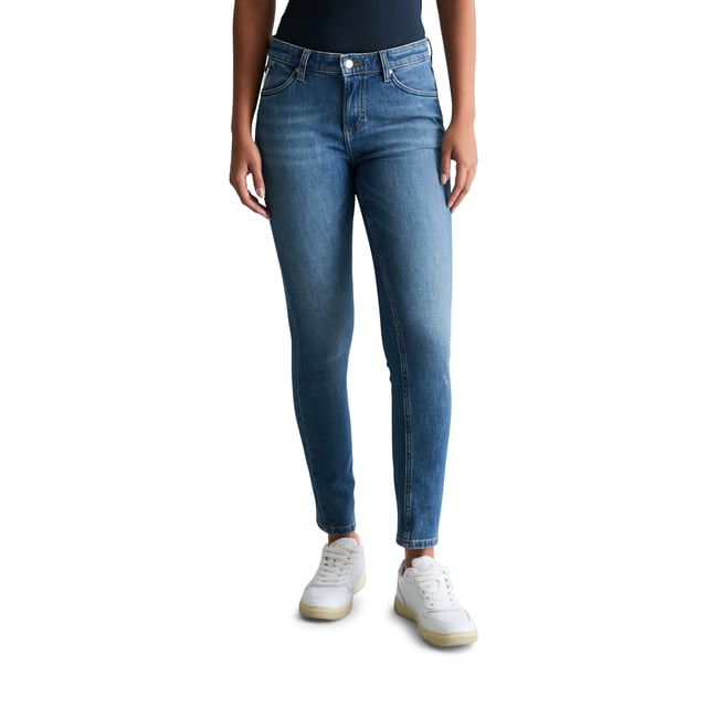 Jeans modèle Kaj skinny cropped en coton bio mélangé bleu moyen <span itemprop=