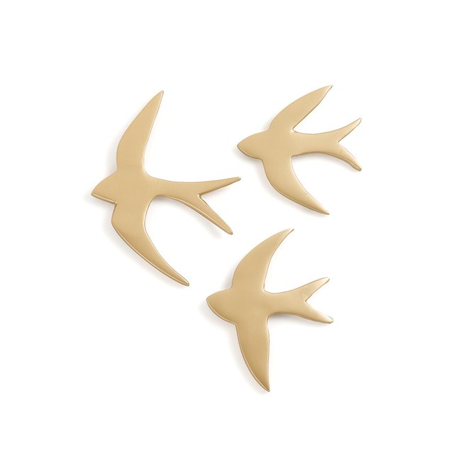Set of 3 Strakaza Bird Wall Decorations, brass, LA REDOUTE INTERIEURS