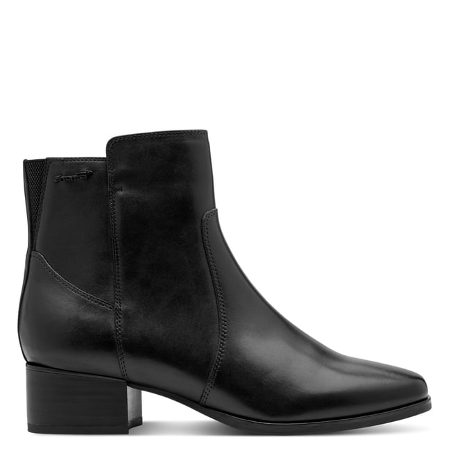 Bottine en cuir noir <span itemprop=