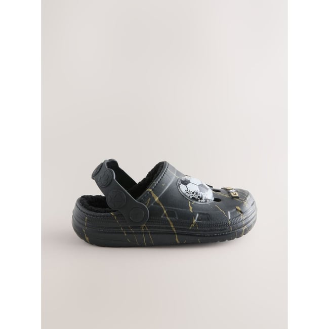Chaussons style sabots fourrés noir <span itemprop=