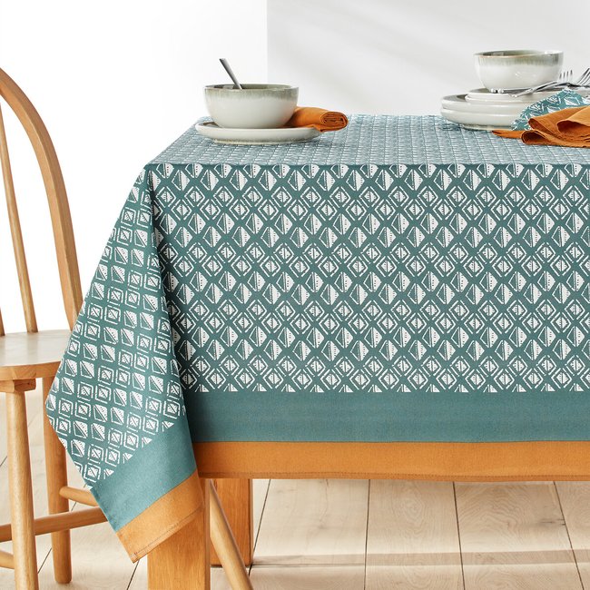 Nappe imprimée anti-taches Lodge vert imprimé <span itemprop=