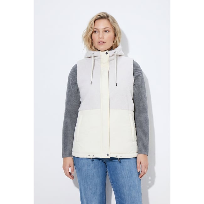 Gilet en polaire bouclée blanc pierre <span itemprop=