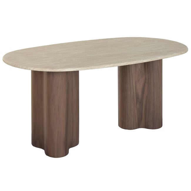 Table à manger design bois MDF et plateau granit 180x90x75cm Couleur bois <span itemprop=