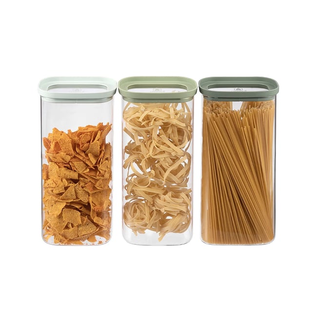 Lot de 3 bocaux en verre 2000 ml - Pure Couleur vert <span itemprop=
