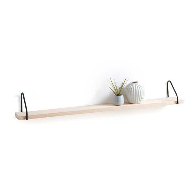 Étagère murale pin massif métal fer L120 cm, Vinto Couleur noir <span itemprop=