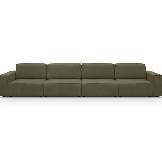 Canapé modulable 6/7 places en velours côtelé - Harper Mod Couleur vert kaki <span itemprop=