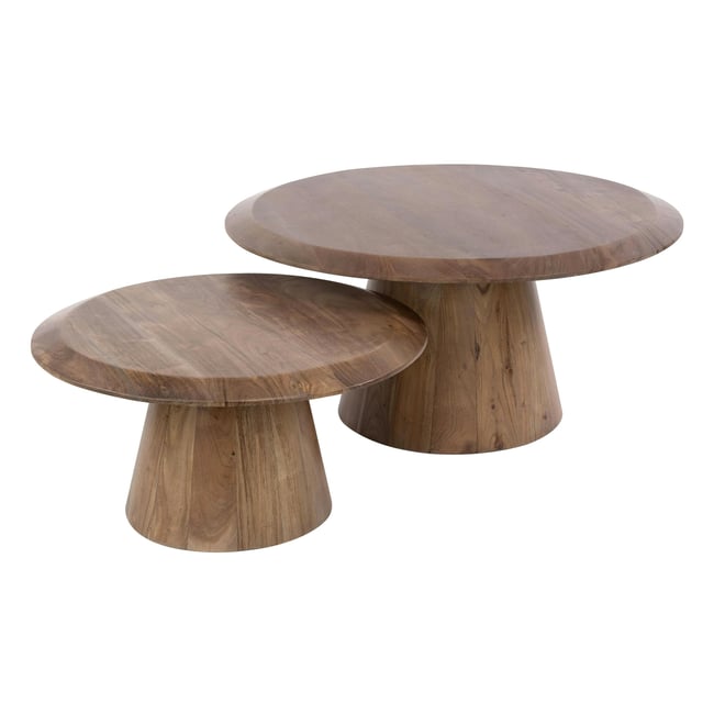 Table basse gigogne ronde bois foncé (lot de 2) NAKO Couleur marron <span itemprop=