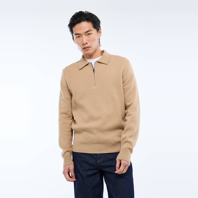 Pull col polo en laine houppelande <span itemprop=