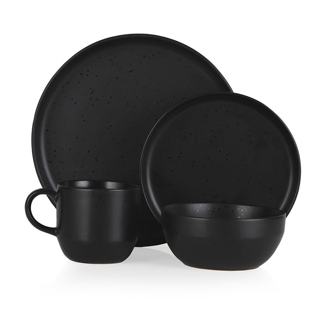 16-Piece Luna Dinner Set, black, BARBARY & OAK