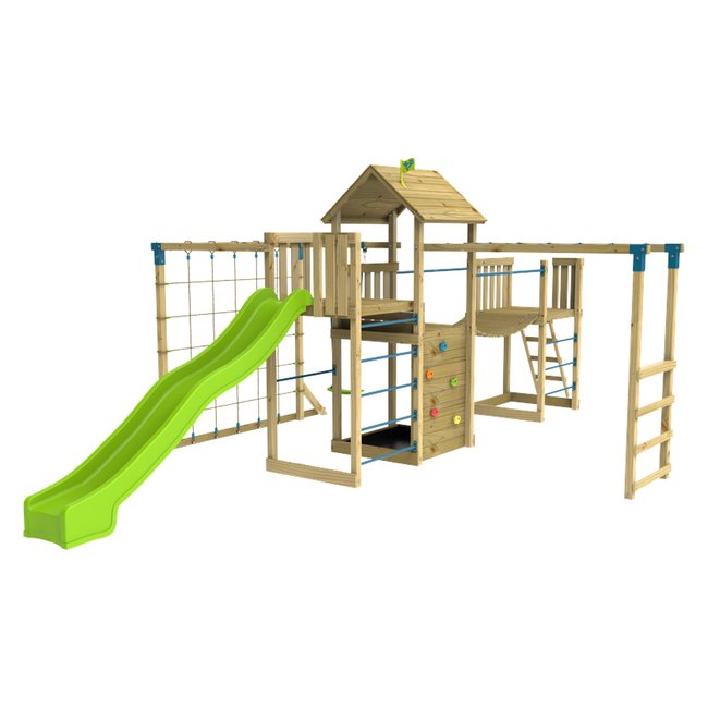 Aire de jeux XXL PISTACHIER marron - bleu - vert <span itemprop=