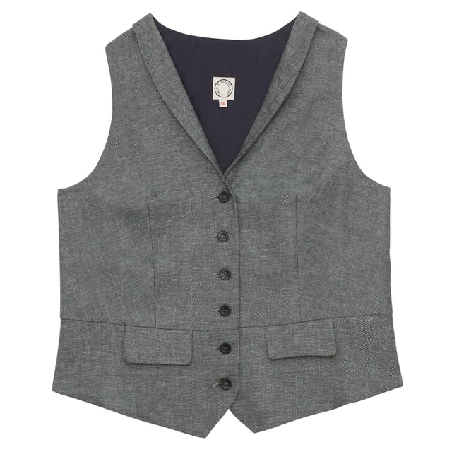 Gilet Robinson mélangé gris grey <span itemprop=