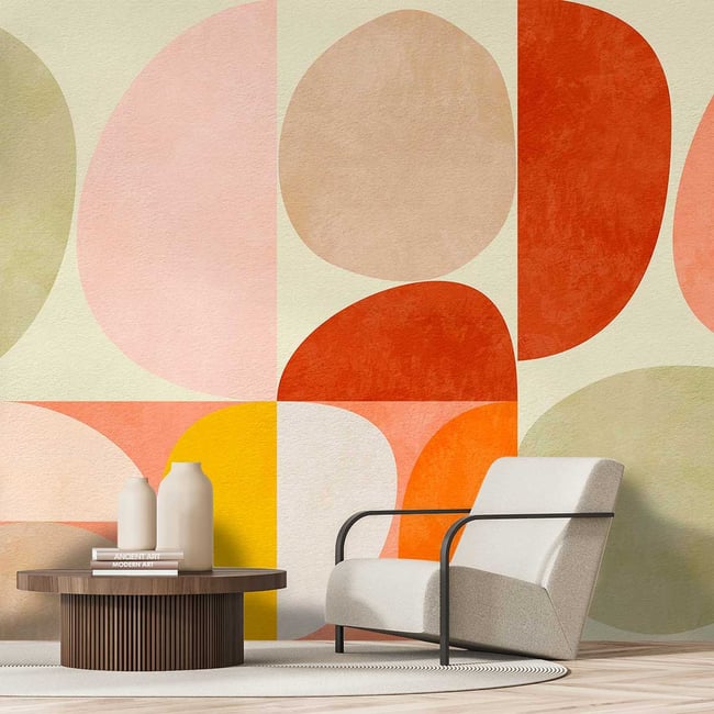 Papier peint formes pastel Couleur intissé <span itemprop=