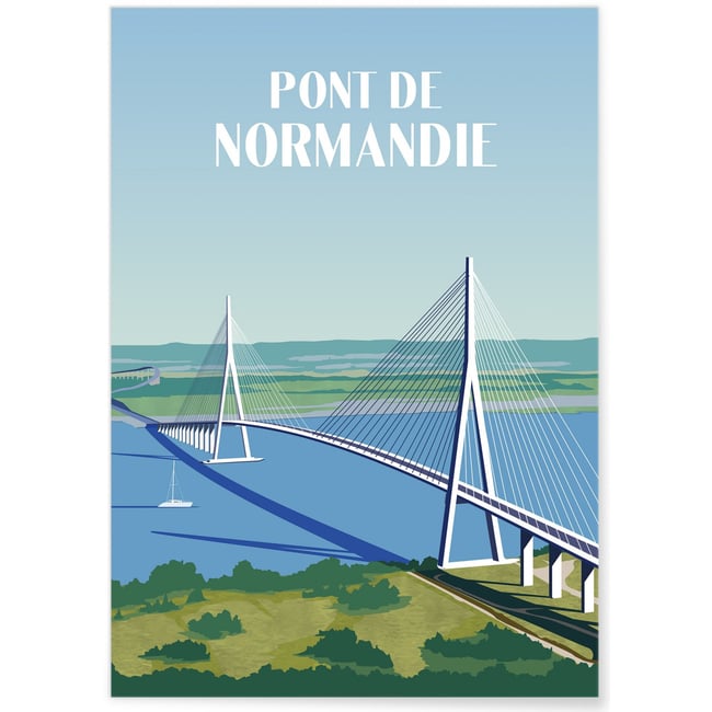 Affiche Pont de Normandie Couleur blanc <span itemprop=