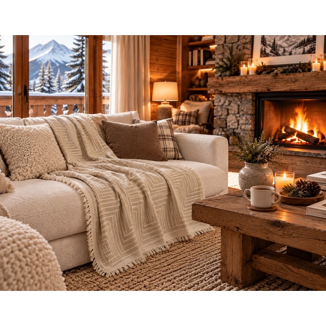 Édredon imprimé Brume Paisible naturel <span itemprop=