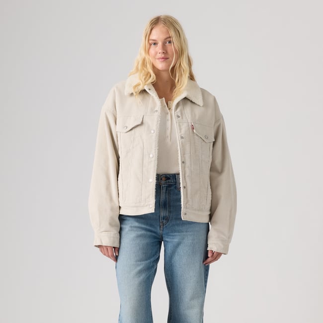 Veste Trucker Sherpa velours 90’s beige - rainy day <span itemprop=