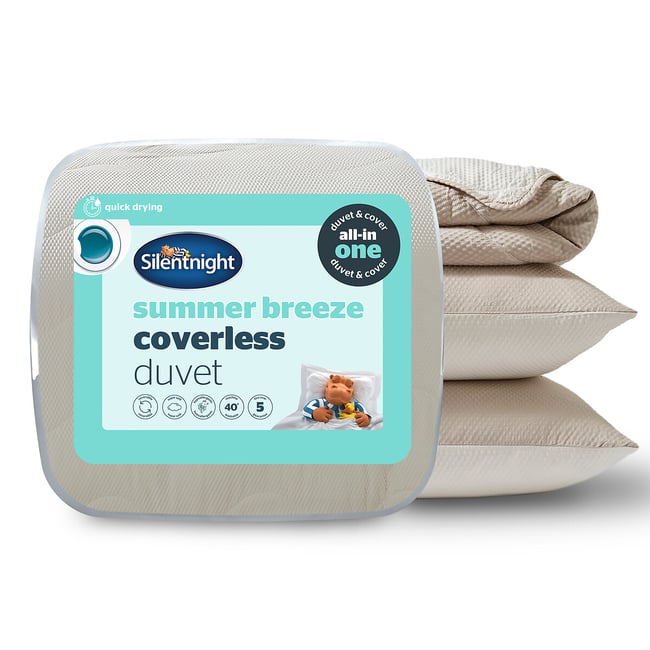 Summer Breeze Seersucker 2.5 Tog Coverless Duvet and Pillowcase Set, cream, SILENTNIGHT