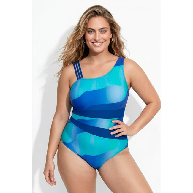 Maillot de bain avec bonnets souples bleu roi <span itemprop=