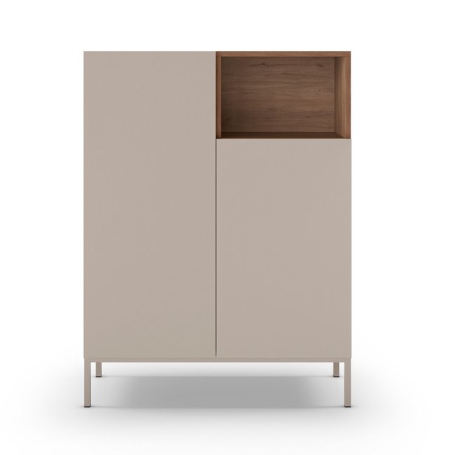 Buffet 2 portes en bois et métal H120cm - Quenor Couleur beige <span itemprop=