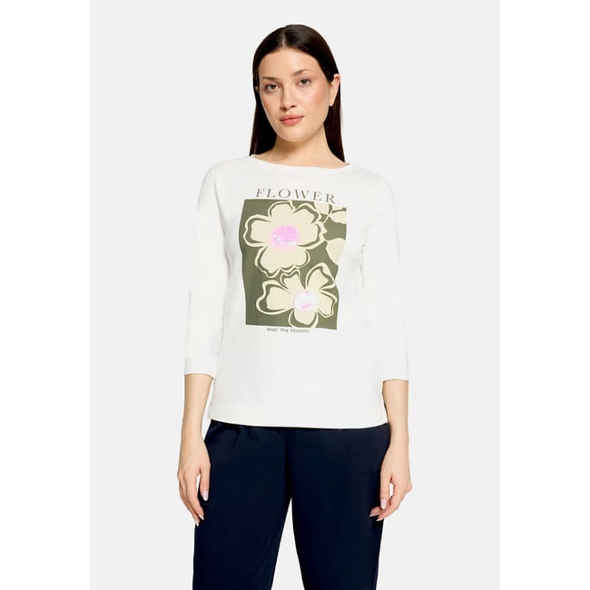 T-shirt basique à impression patch cream /khaki <span itemprop=